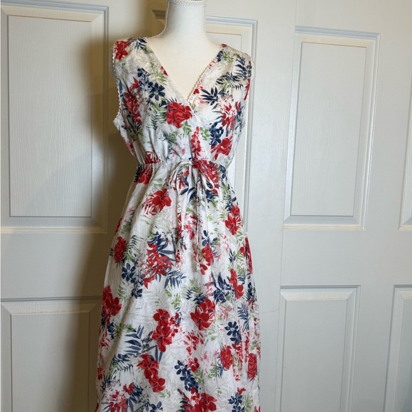 Eddie Bauer Floral Midi Dress Size 6 Cottagecore Summer Lightweight Cotton - Picture 8 of 10